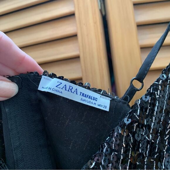 Zara Sequin Crop Tank Top Medium - Picture 2 of 5